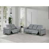 Nashville One Touch Reclining Modular Sofa & Loveseat Set in Gray Leatherette